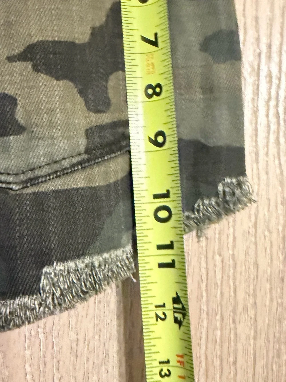 We The Free Olive Camo Distressed Denim Shorts